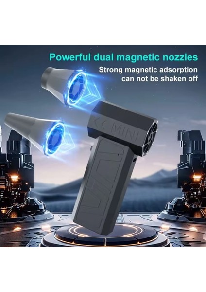 Çift Başlıklı Jet Fanı | Mini Jet Fan | Super Power Turbo Fan | 130.000 Rpm Yüksek Hızlı Mangal Fanı