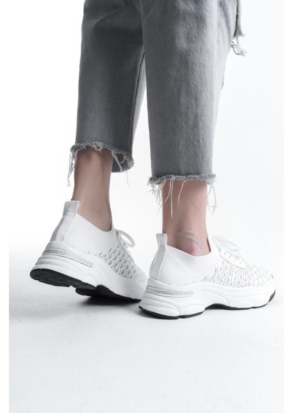 Kadın Rocco Beyaz Triko Taşlı Spor Ayakkabı & Sneaker fırsatları