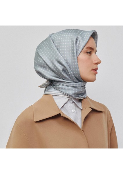 Armine Ipek Eşarp 2025 Yaz - 9345-82 Metalik Mavi Twill