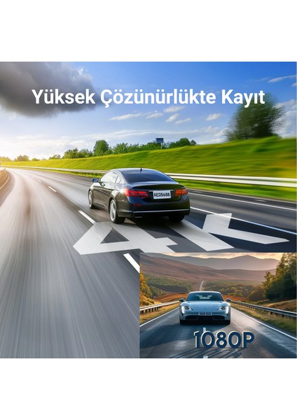 D10 Çift Kameralı 4K+1080P Sony Starvıs Sensörlü Yapay Zeka Destekli Wi-Fi ve Gps'li Araç Kamerası