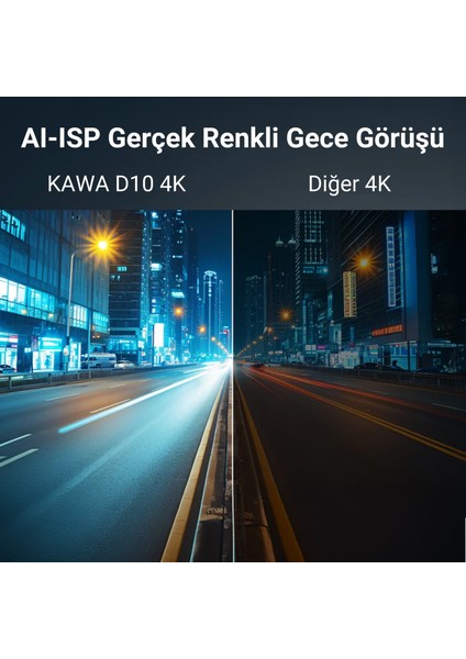 D10 Çift Kameralı 4K+1080P Sony Starvıs Sensörlü Yapay Zeka Destekli Wi-Fi ve Gps'li Araç Kamerası