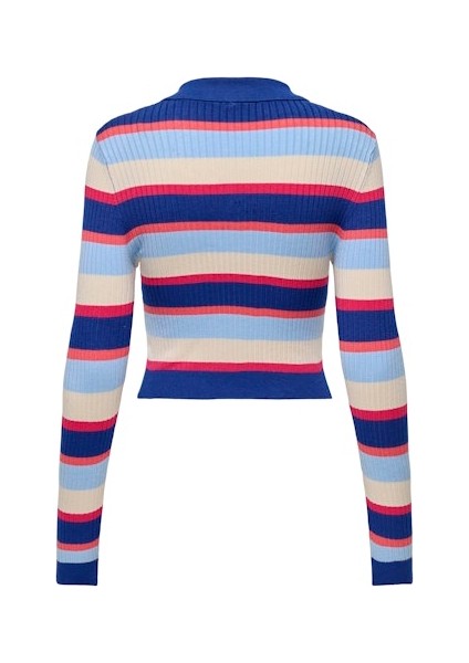 Onlkarol Ls Crop Rıb Button Polo cc Knt Kadın Kazak 15340979 Stripes:dubarry/open A/birch/raspberry/mazarine Blue fiyatları