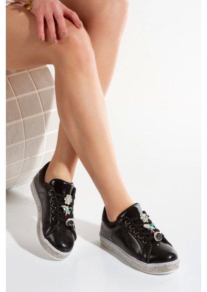 Kadın Taş Detay Sneakers Siyah