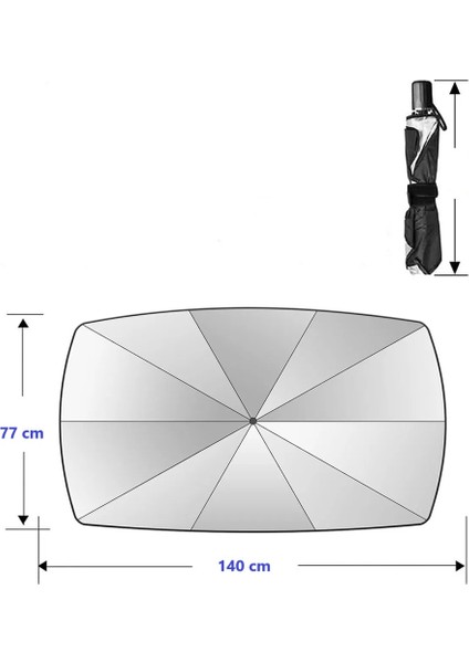 Araba Ön Cam Şemsiye Tipi Katlanabilir Güneşlik Ön Cam 140CM x 77 cm