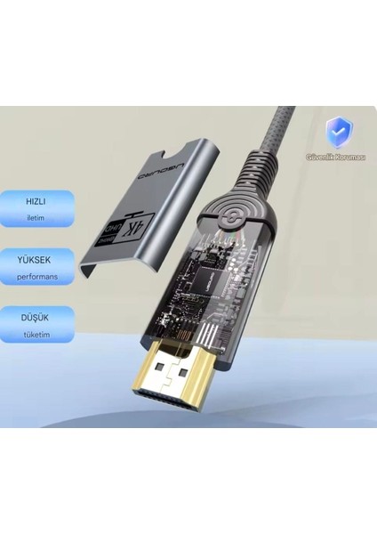 2-Metre Type-C To HDMI 4K 60Hz Ultra Full Hd CE+FCC+ROHS Lisanslı MacBook/Tablet/Telefon Hasır Örgülü Sağlam Kablo Tak Çalıştır Görüntü Aktarım Kablosu