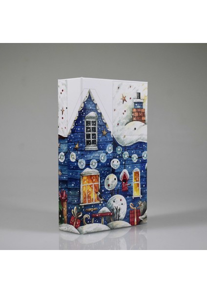 Mavi Ev Yılbaşı Dekoratif Kitap Kutu
