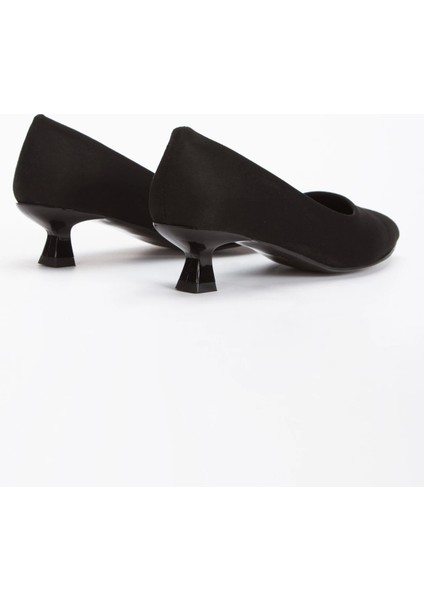 Kısa Topuklu Sivri Burunlu Stiletto ve Çanta Takımı Siyah Süet indirimleri