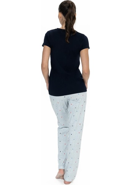 Pamuklu Kısakol V Yaka Kadın Pijama Takım