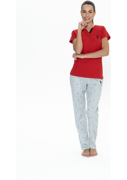 Pamuklu Kısakol V Yaka Kadın Pijama Takım