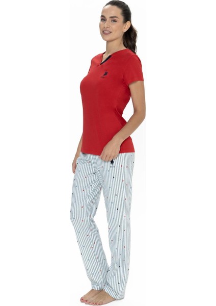 Pamuklu Kısakol V Yaka Kadın Pijama Takım