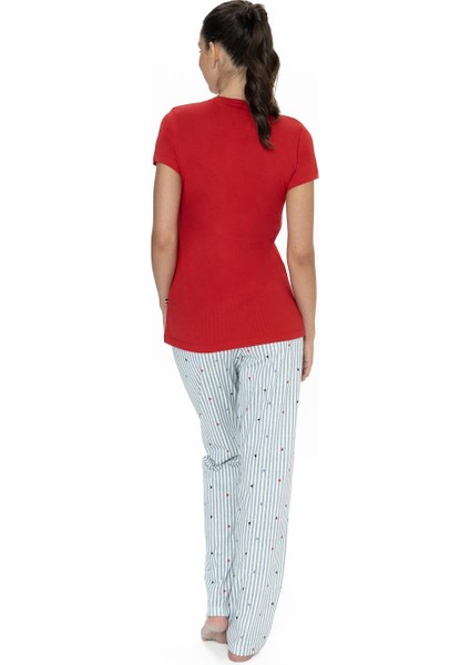 Pamuklu Kısakol V Yaka Kadın Pijama Takım