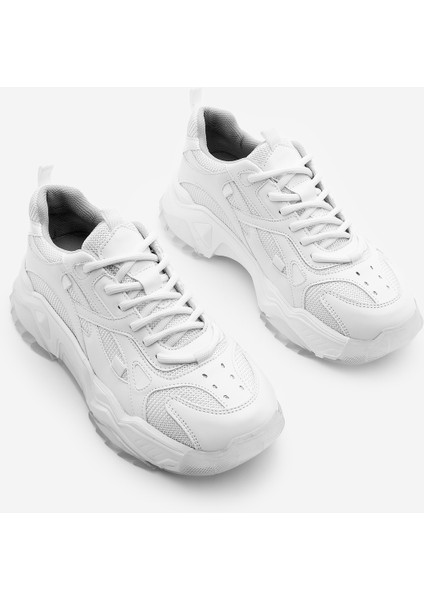 Kadın Sneaker Kalın Taban Bağcıklı Spor Ayakkabı Pizen Beyaz indirimleri