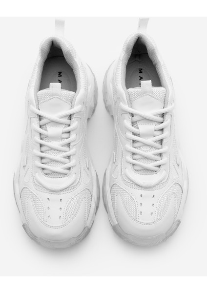 Kadın Sneaker Kalın Taban Bağcıklı Spor Ayakkabı Pizen Beyaz