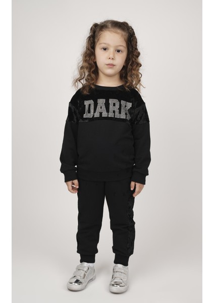 Kız Çocuk Kadife Detaylı Eşofman Takımı