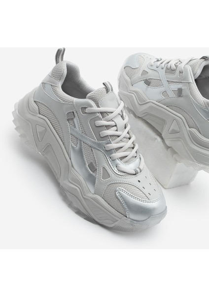 Kadın Sneaker Kalın Taban Bağcıklı Spor Ayakkabı Pizen
