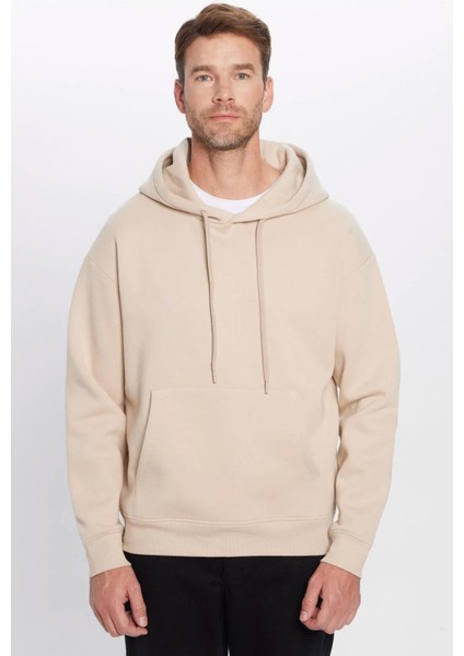 Erkek Taş Kapüşonlu Kanguru Cepli Üç Iplik Şardonlu Sweatshirt fiyatları