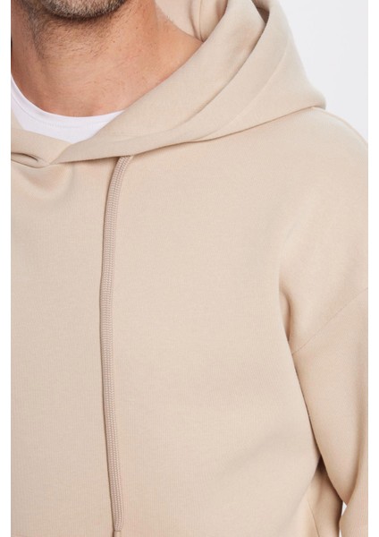 Erkek Taş Kapüşonlu Kanguru Cepli Üç Iplik Şardonlu Sweatshirt modelleri