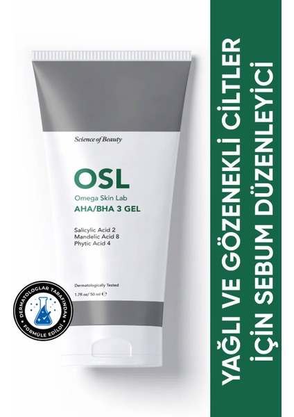 - Yağlı Ve Gözenekli Ciltler İçin Sebum Düzenleyci Jel - Aha/BHA 3 Gel 50ml