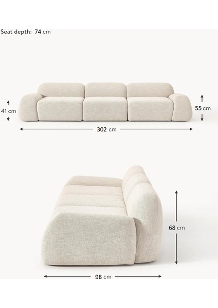 Mode Pier Üçlü Kanepe Koltuk 3 Modül 15 Gri Bukle Kumaş Işbir Sünger (Dai̇reni̇ze Tesli̇m)