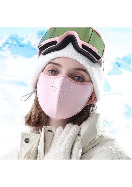 Lastikli Ayarlanabilir Çift Taraflı Kışlık Polar Spor Yarım Kış Kar Motor Bisiklet Kayak Maskesi