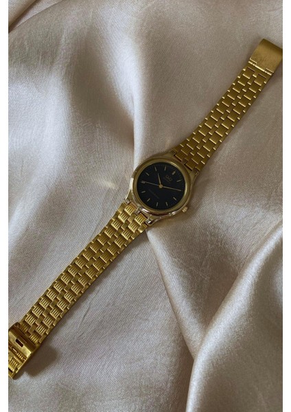 Altın Sarı Renkli Paslanmaz Çelik Kordon Vintage Erkek Kol Saati