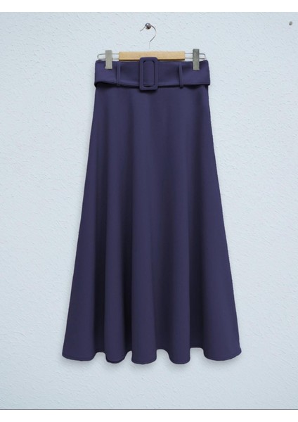 Kalın Kemerli Bol Kiloş Ithal Krep Etek