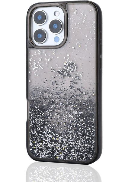 Apple iPhone 12 Pro Uyumlu Kılıf Keto Sıvılı Simli Siyah