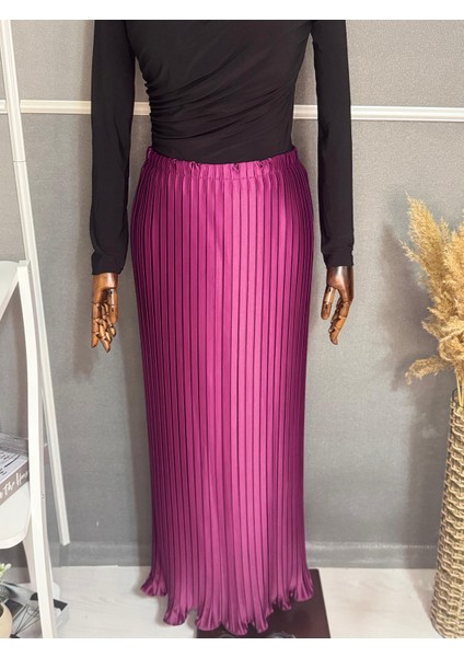 Eteği Volanlı Pileli Uzun Saten Etek fiyatları