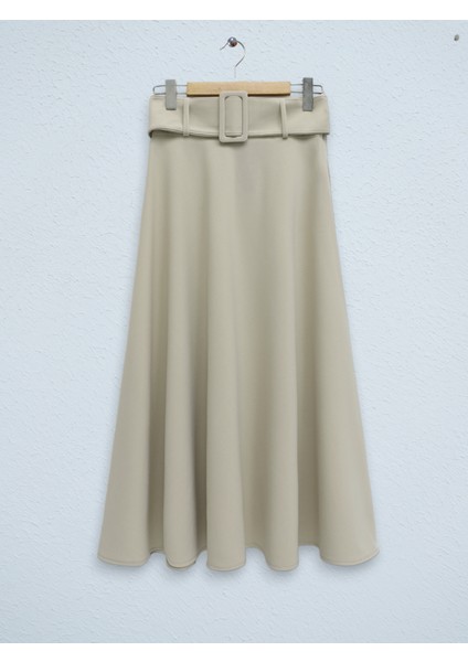 Kalın Kemerli Bol Kiloş Ithal Krep Etek