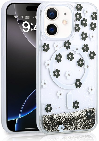 Apple iPhone 11 Uyumlu Kılıf Mossa Simli Baskılı Siyah