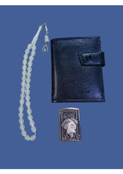 3 Lü Set Cüzdan Çakmak Kedi Gözü Tezbih fiyatları