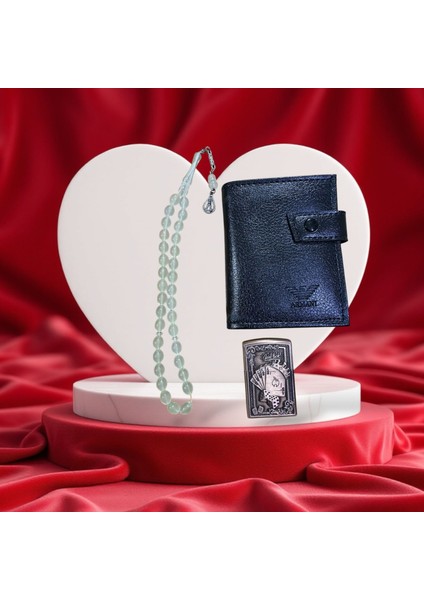 3 Lü Set Cüzdan Çakmak Kedi Gözü Tezbih modelleri