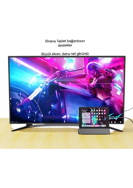3-Metre Type-C To HDMI 4K 60Hz Ultra Full Hd CE+FCC+ROHS Lisanslı MacBook/Tablet/Telefon Tak Çalıştır Görüntü Aktarım Kablosu Hasır Örgülü Sağlam Kablo