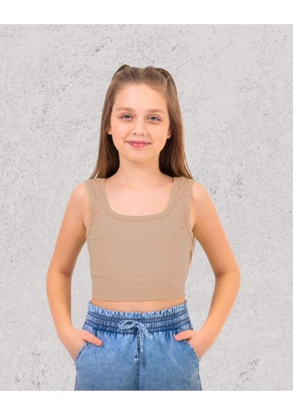Crop Genç Kız Kahverengi