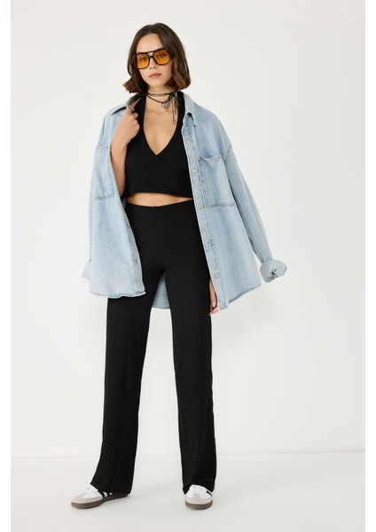Sırt Dekolteli Halter Yaka Top