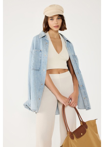 Sırt Dekolteli Halter Yaka Top