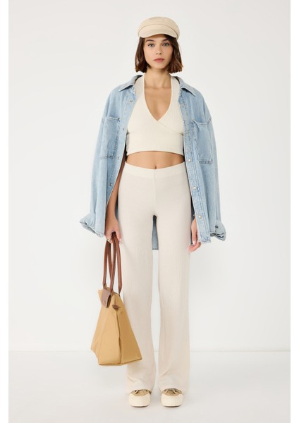 Sırt Dekolteli Halter Yaka Top
