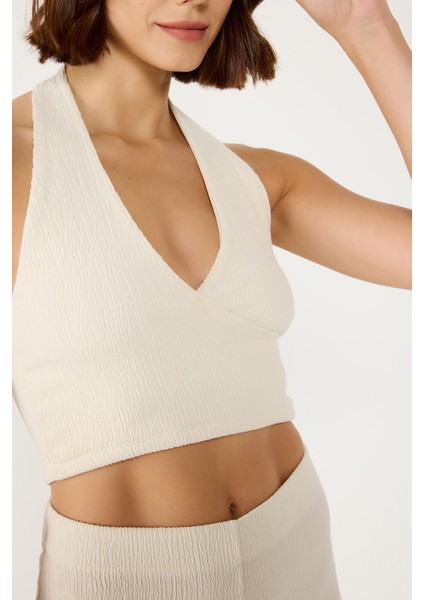 Sırt Dekolteli Halter Yaka Top