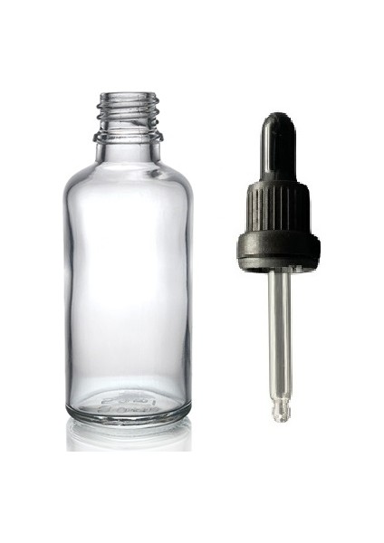 50 ml Şeffaf Cam Da mlalıklı 12 Adet, Siyah Kapak