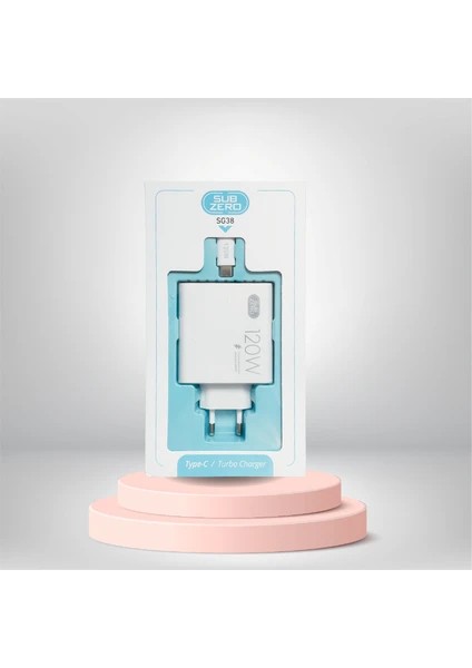 Vivo Y58 Uyumlu 120W Gan Type-C Kablolu Turbo Ev Tipi Şarj Aleti Salise Gösterir (Orginal Subzero)