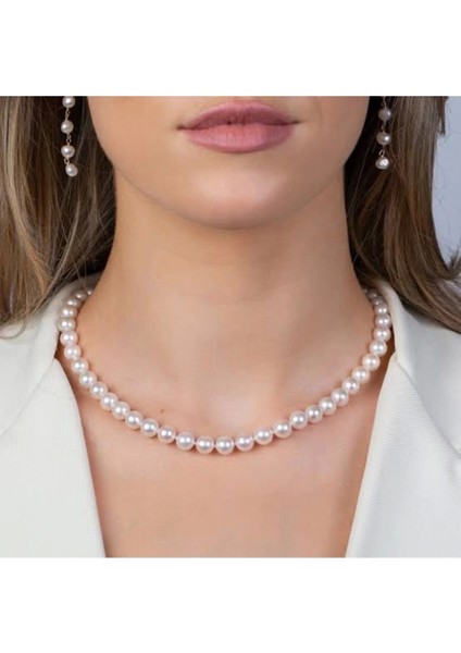 Fashion Bijuteri Inci Kolye 10MM 41 cm Yeni Sezon Kadın Kolye