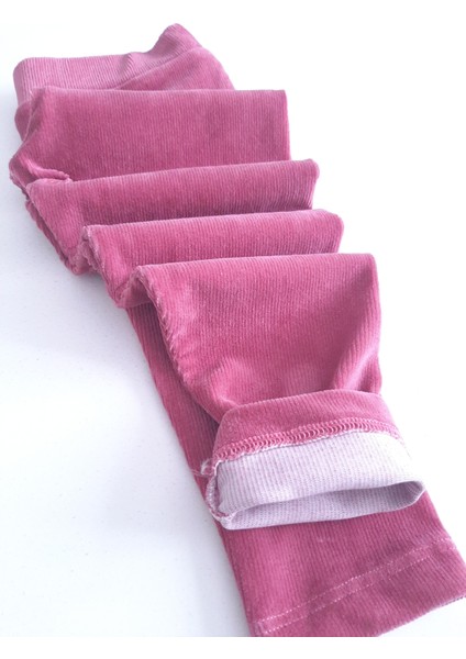 Kız Çocuk Fitilli Kadife Kumaş Beli Lastikli Basic Tayt Pantolon fırsatları