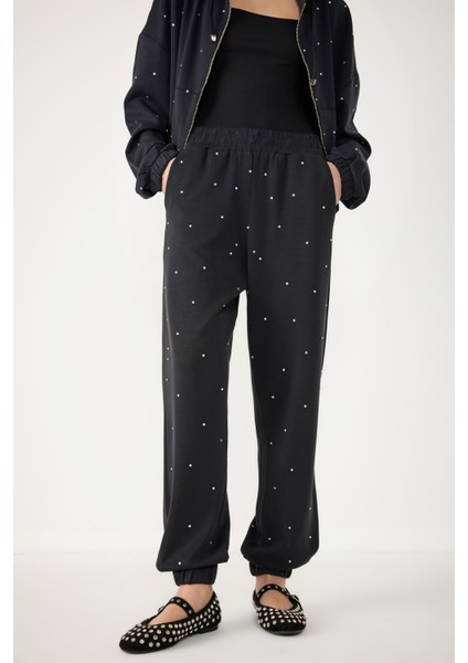 Taş Işlemeli Pamuklu Jogger Pantolon