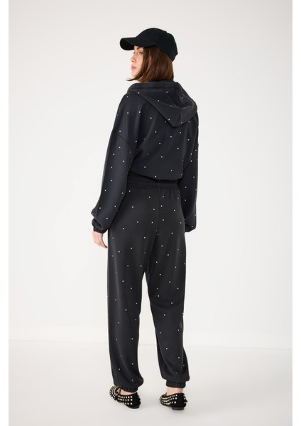 Taş Işlemeli Pamuklu Jogger Pantolon