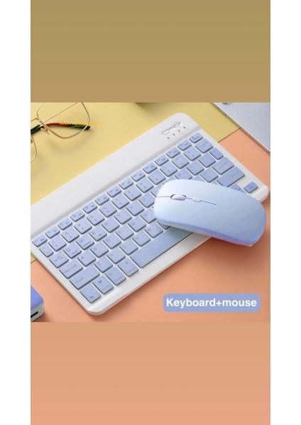 Galaxy S9 Fe Plus 12.4 Uyumlu Standlı Tablet Kılıfı + Bluetooth Klavye Mouse Set