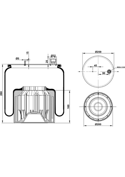 St 6122CP01 - Komple (Pistonlu) Körük