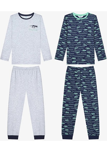 Pamuklu Erkek Çocuk Skeleton 2li Çok Renkli Pijama Takımı