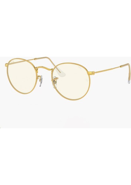 RB3447 Round Unisex Güneş Gözlüğü Gold Metal Çerçeve Şeffaf Cam Mavi Filtre Fotogrey