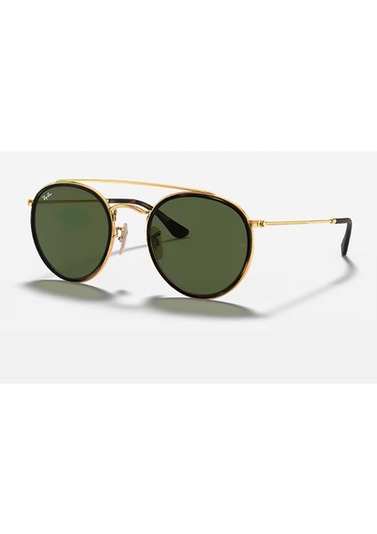 Rb3647N Unisex Güneş Gözlüğü Yeşil Cam Metal Köprülü Gold Sarı Çerçeve