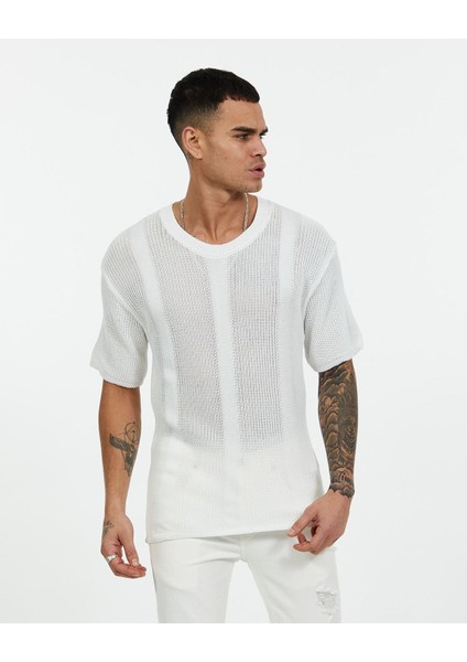 Nefes Alabilen Oversize Triko Tişört Bisiklet Yaka Terletmeyen Salaş ve Rahat Kesim Yarım Oversize